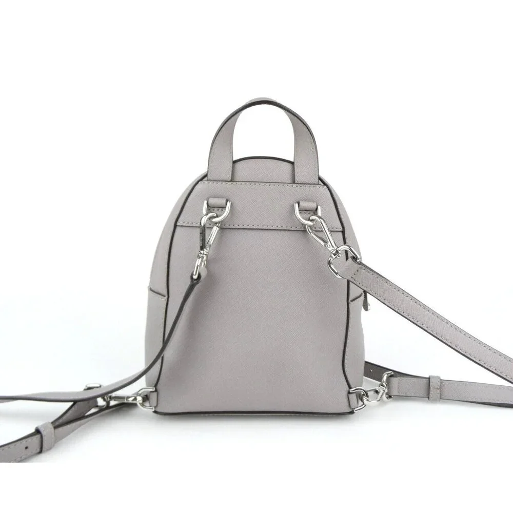 Michael Kors Abbey Gray Silver Perforated Leather Mini Backpack